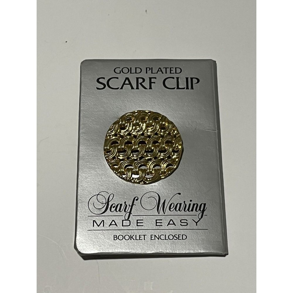 Vintage Gold Plated Retro Round Scarf Clip And Instruction Booklet